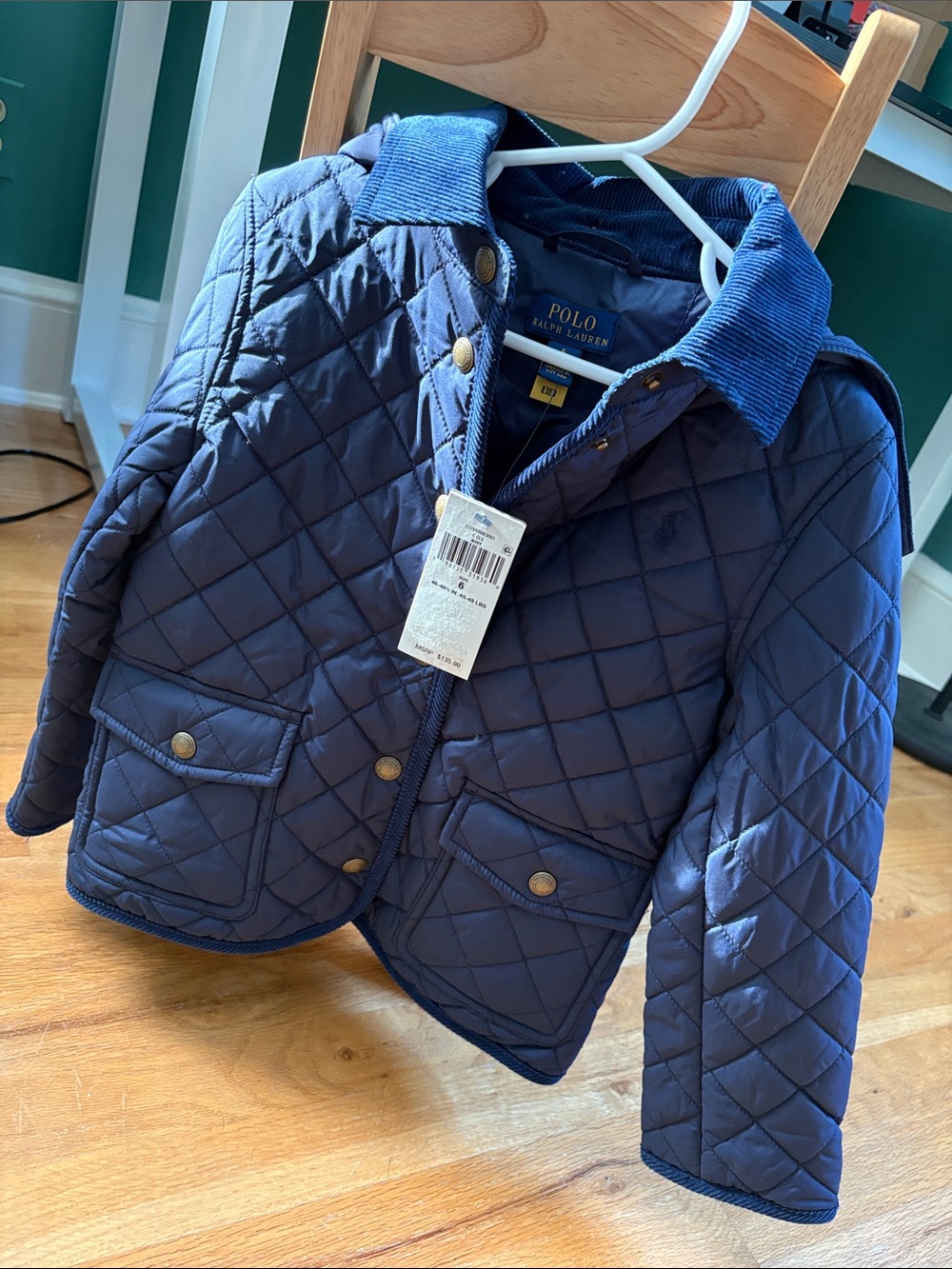 Polo by Ralph Lauren Quilted Navy Corduroy-Collar Kids Jacket